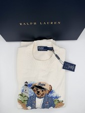 Ralph Lauren Sweater Polo Bear Men  s Extra Large White Lighthouse Crewneck