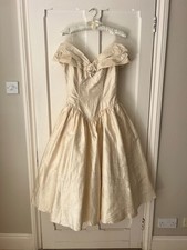 Harrods Ronald Joyce Vintage Silk Off Shoulder Wedding Dress UK10/12