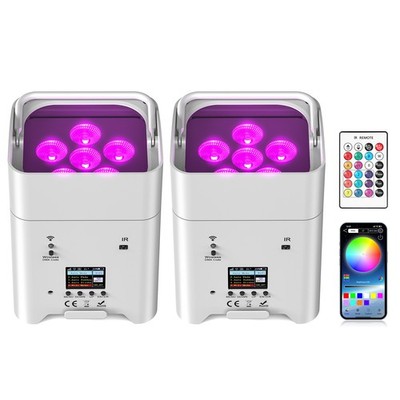 Wireless LED Stage Uplight 6X18W RGBWA+UV Rechargeable Par Light for Wedding DJ