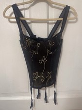 Fredericks Of Hollywood Women  s Size 34 Black Gold Metallic Corset Bustier