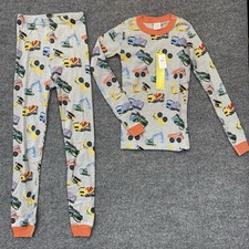Hanna Andersson Organic Cotton Pajamas Trucks Long Johns Kids Sz 12 Set NEW PJs