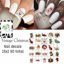 Vintage Christmas Waterslide Decals For Nails, Hot Wheels, Etc Set Of 50 KC