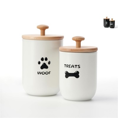 White 2 PCS Dog Treat Container Airtight Lid Jar 8.3x4.9 7.1x4.3 Inch Kitchen