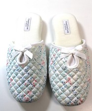 CHARTER CLUB Leafy Floral Quilted Slippers Size S 5-6 White Retail 34.99