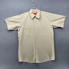 Red Kap Mens Short Sleeve Work Shirt Khaki Tan Size M SP24LT2 Utility Button Up