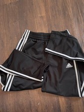 Adidas Kids Black Joggers with White Stripes- Boys- L 14/16