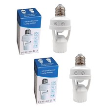 PIR Motion Sensor Light Socket, E26/E27 Smart Lamp Bulb Holder Adapter Auto O...