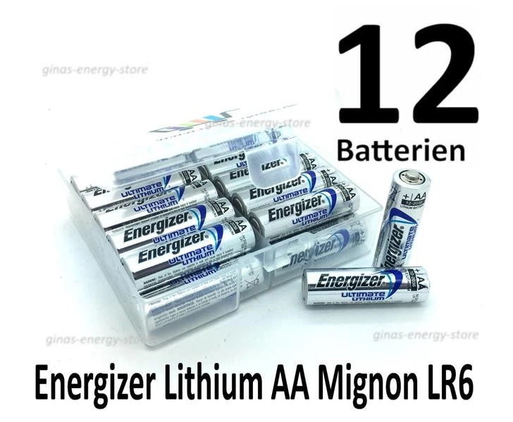 12 x Energizer Ultimate Lithium AA Mignon Batterien FR6 L91 1,5V NEMT Flachbox - Bild 1 von 1