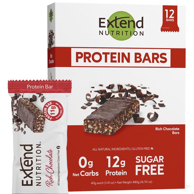 Extend Nutrition Sugar Free High Protein Bars, Perfect 1 Count (Pack of 12)