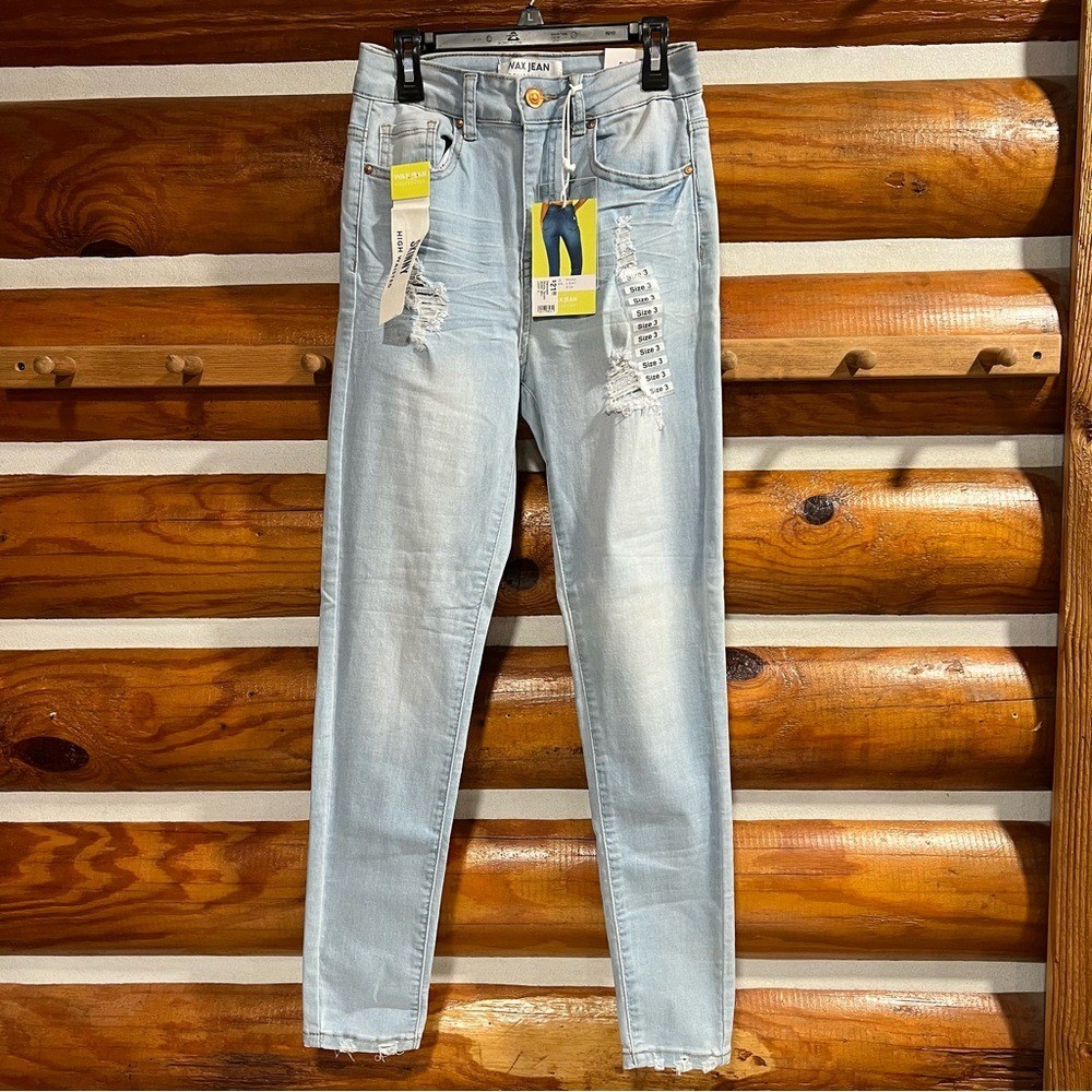 Wax Jean Light Blue Distressed Skinny Jeans