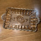 Vintage Ornate Glass Trinket Tray with Handles 7” Nuts Trinket Keys Tray