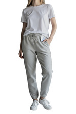 Members Mark Womens Fleece Drawstring Waist Ribbed Jogger Light Grey Size XXL