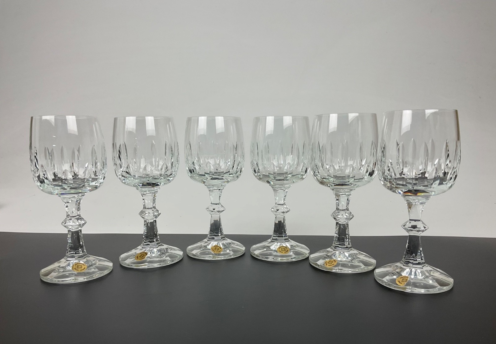 Set sechs vintage Weingläsern Schot Zwiesel Serie Flamenco Deutschland 1970-1980