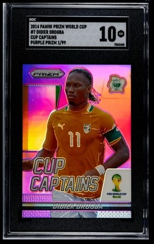 2014 PANINI PRIZM WORLD CUP DIDIER DROGBA CUP CAPTAINS PURPLE PRIZM 01/99 SGC 10