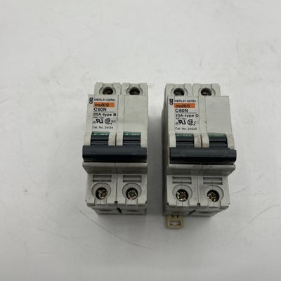 Lot Of 2 MERLIN GERIN MULTI9 C60N 20A CIRCUIT BREAKER See Pics