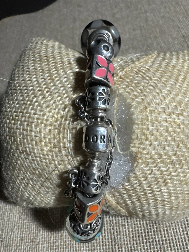 Pandora bracelet 15 Silver charms 2 Spacers Sterling Silver authentic 8” Beads - Image 3 of 4