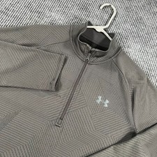Under Armour HeatGear Pullover Womens Large Gray Pattern Long Sleeve 1/4 Zip