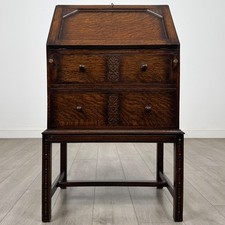 Antique 20th Century Small Edwardian Bureau In Oak ( AF-6509 )