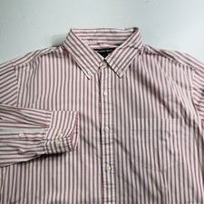 Michael Kors Men  s Button Down Shirt Red Striped Slim Fit Long Sleeve Mens Large