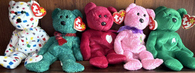 Ty Beanie Babies Bear Lot Ty2K Wallace Valentina Eggs Erin (2000)