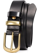 Women's Belt for Jeans 1.1-inch 100 Italian Full Grain Leather Gold