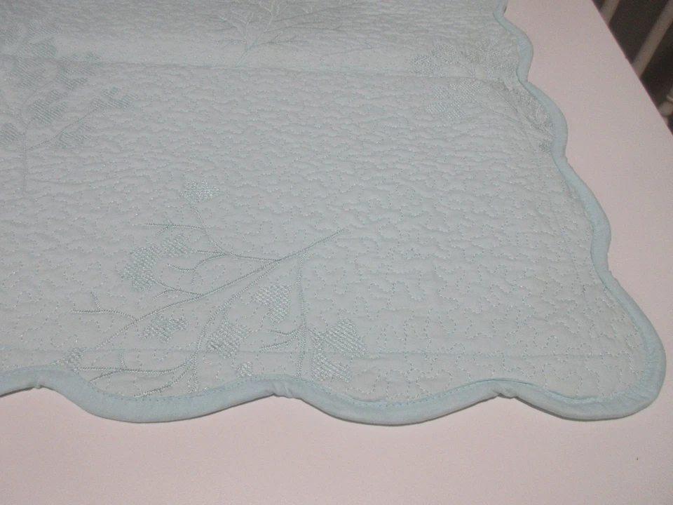 RARO! Juego de edredón Martha Stewart 2007 3 piezas talla king 2 fundas azul coral bordado Foto 4 de 4