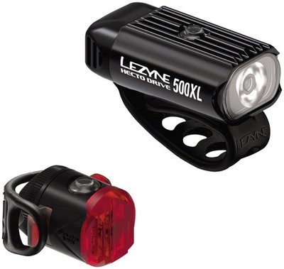 Lezyne Hecto Drive 500XL / Femto USB C, Light, Front and Rear, Black, Set