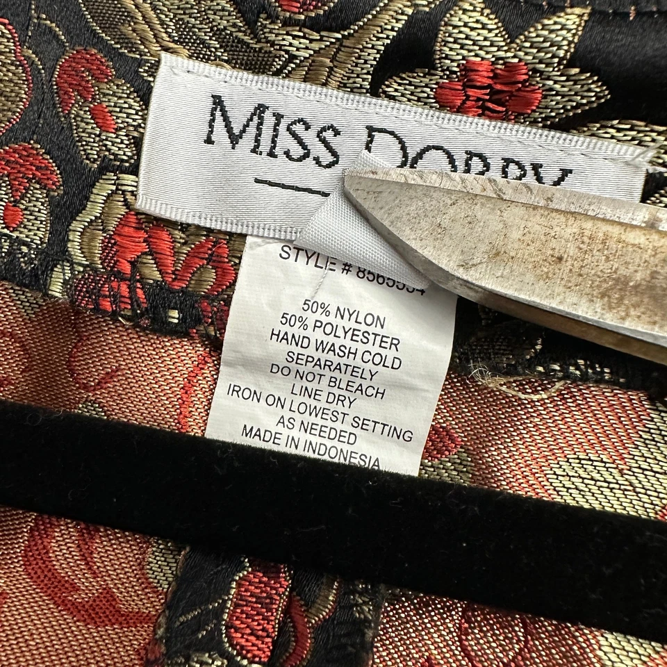 Top sin mangas Miss Dorby para mujer brocado talla 18 metálico floral barroco Y2K Foto 4 de 4