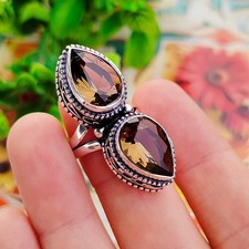 Smokey Quartz Gemstone Ring Silver Ring 925 Sterling Silver Ring Women's Jewelry
