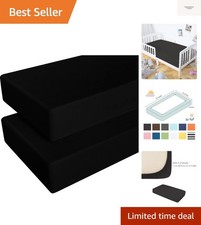 2 Pack 100 Brushed Microfiber Fitted Crib Sheet, Super Soft and Cozy 28x52 C...