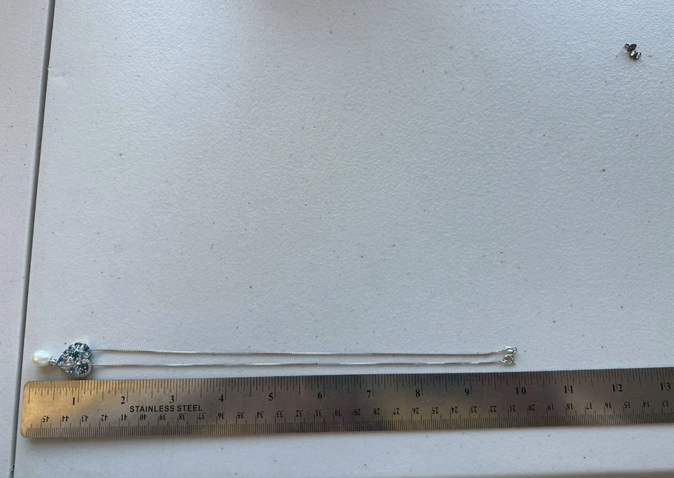 Colar de coração azul Swarovski prata esterlina, brincos de gota combinando, 925 (N) - Imagem 4 de 4