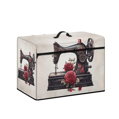 Sewing Machine Rose Print Sewing Machine Cover Zipper Washable Easy Storage D...