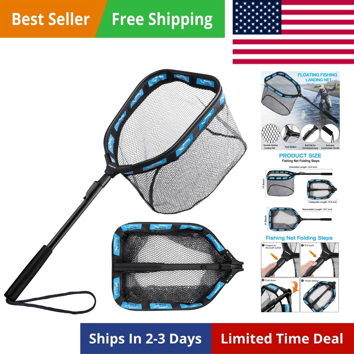 Floating Fishing Net for Steelhead, Salmon, Fly, Kayak, Catfish, Bass, Trout ... Floating Fishing Net for Steelhead, Salmon, Fly, Kayak, Catfish, Bass, Trout ...