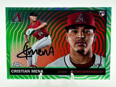 2025 Topps Chrome Platinum Green Vibrations /99 Cristian Mena #371 RC Arizona