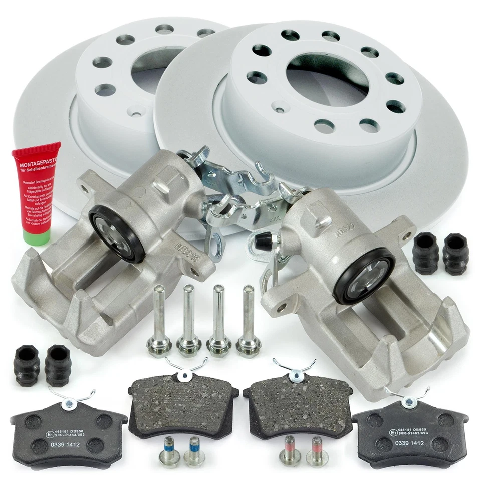 2x Bremssattel Bremsbeläge Bremsscheiben hinten für Audi A3 Seat Skoda VW Golf - Bild 3 von 4