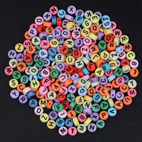 400 Mix Colour Alphabet Letter Beads 6.5mm Acrylic Jewellery Making Beads - Picture 2 of 6