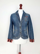 By Mexx Denim Jacket Fitted Womens Washed Blue 90's , Y2k Size S / Uk 6-8