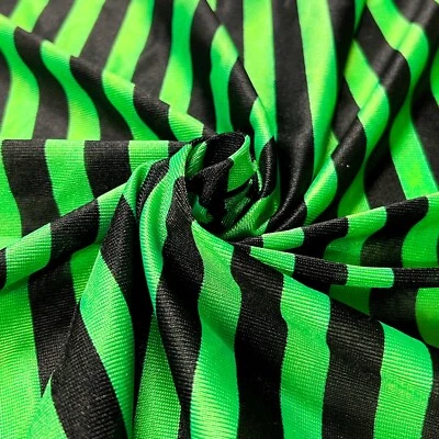 MARKENLOS Karneval Polyester Stoff Streifen Schwarz Grün Kostüm leicht Bekleidung Deko