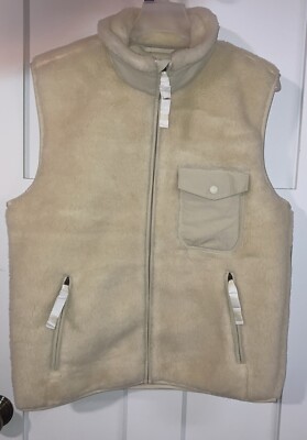 NEW-Best Made Co-Real Wool Sherpa Fleece Zip Up Vest-Off white- Size Small