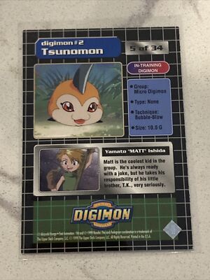 Digimon Trading Card Animated Series 1 Matt & Tsunomon #5 / 34