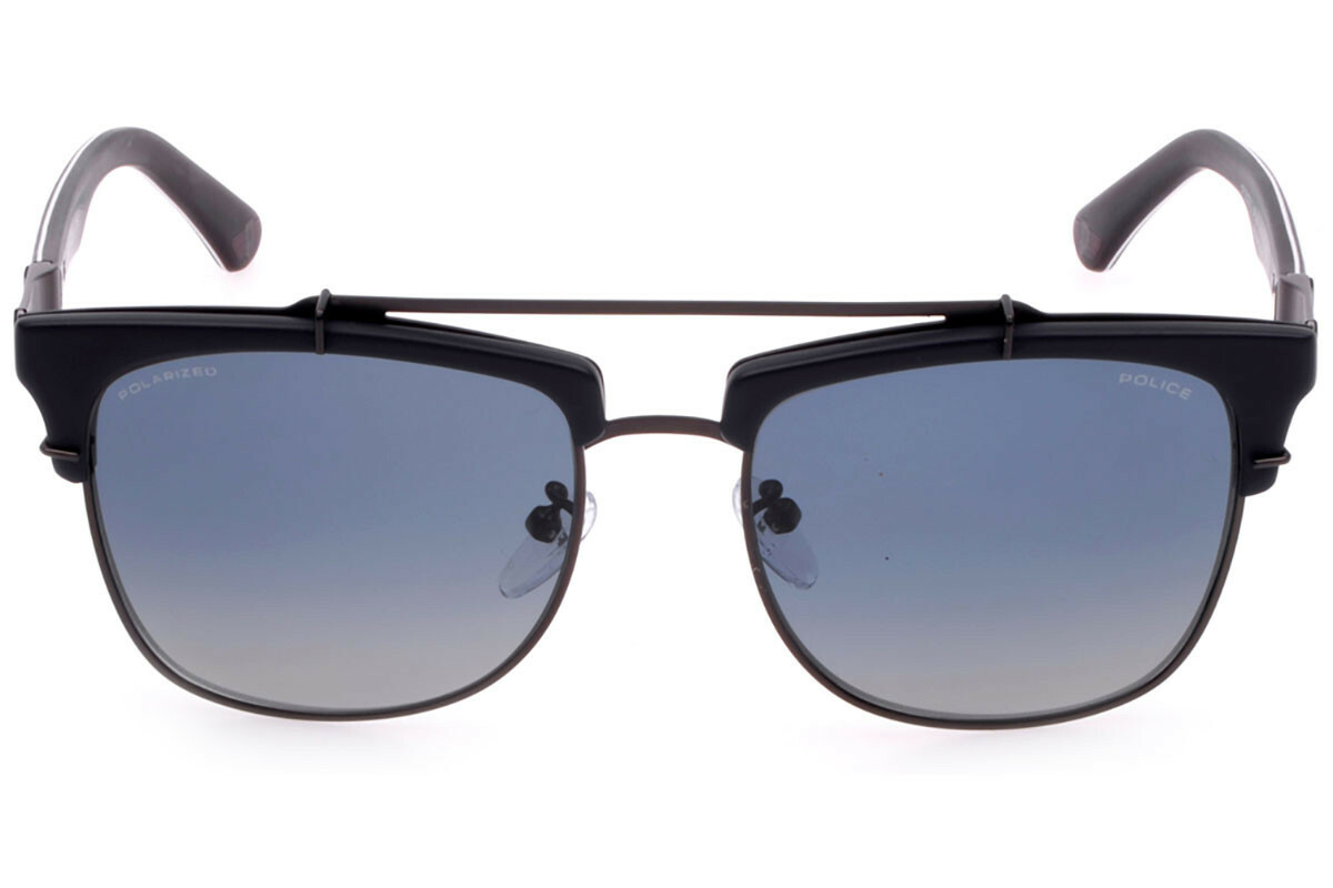 NWT Police Sunglasses BLOCK 2 SPL494 627Z Gunmetal / Blue Gradient