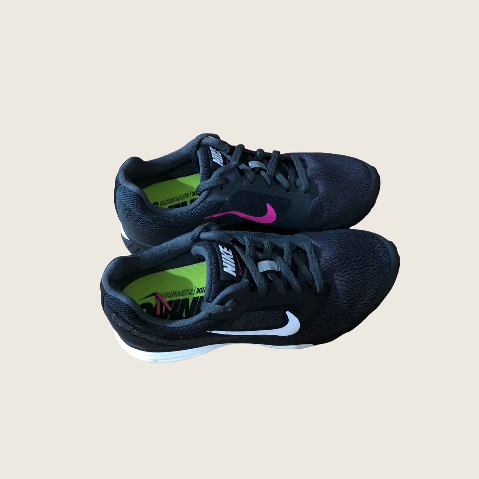 Nike Womens Air Zoom Fly Running Shoes Black Low Top Lace Up Size