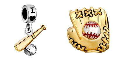 BASEBALL SOFTBALL BEAD CHARM ADD TO EUROPEAN STYLE SNAKE CHAIN CHARM  BRACELETS
