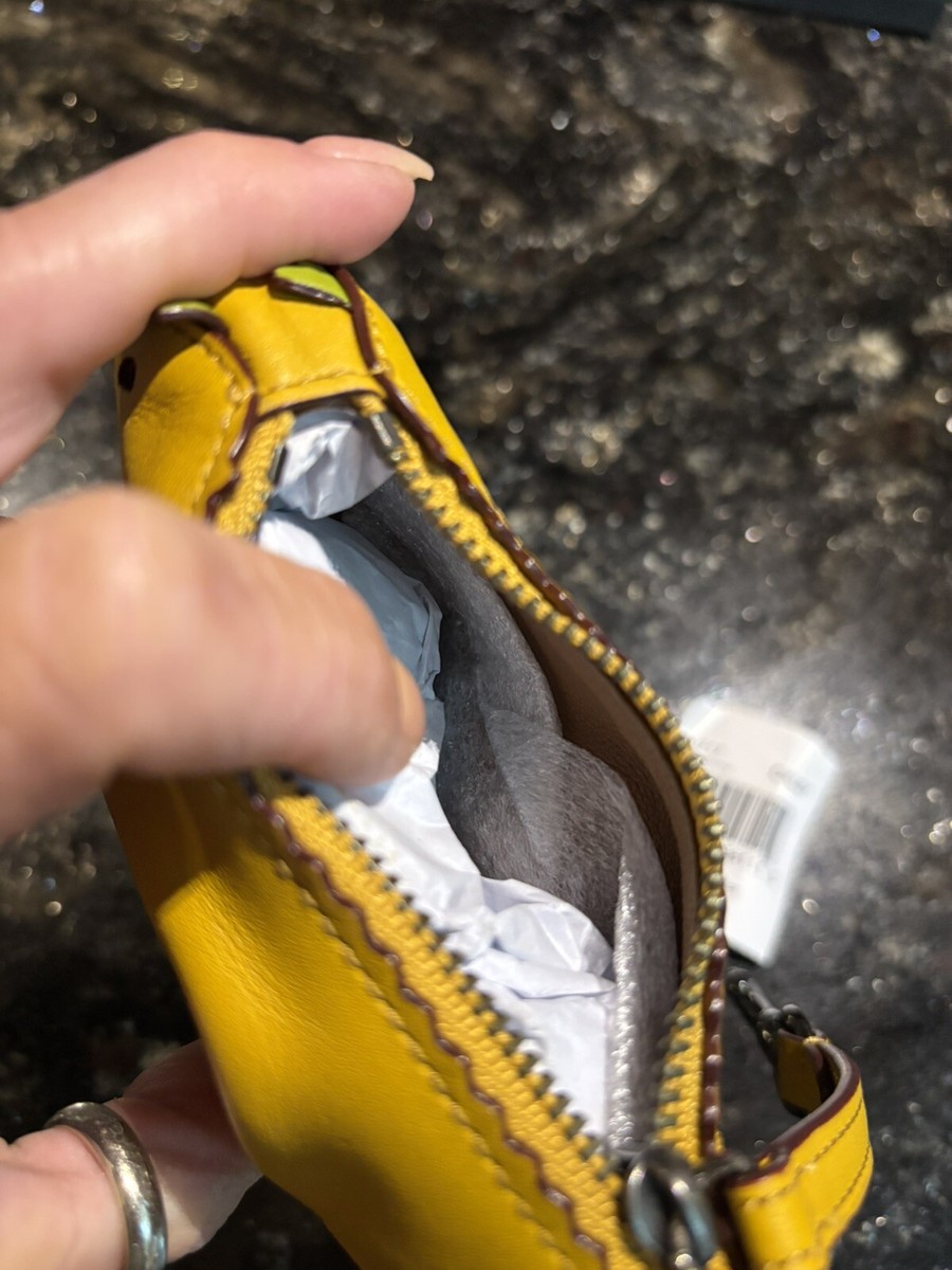 COACH REXY Coin Case LEATHER ZIP BAG CHARM 55717 Flax | eBay