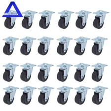 24 Pack 2" Swivel Caster Wheels Rubber Base With Top Plate & Bearing Heavy Duty