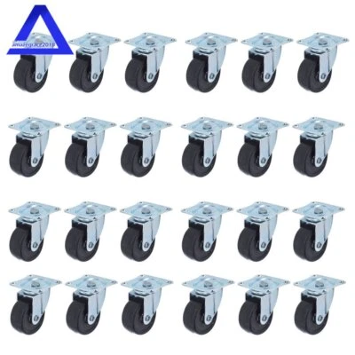 MARDDPAIR 24 Pack 2" Swivel Caster Wheels Rubber Base With Top Plate & Bearing Heavy Duty