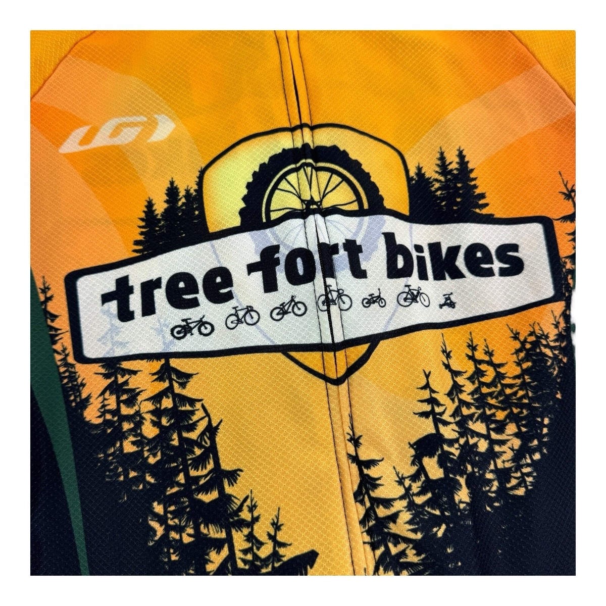 Louis Garneau Tree Fort Bikes Orange Full Zip Cycling Jersey Mens