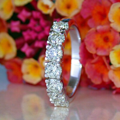 Solid 14K White Gold 2.Ct White Round Cut Moissanite Engagement Ring Size 8.5