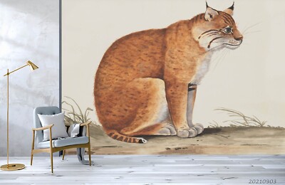 3D Watercolor Animal Brown Cat Wall Murals Wallpaper Murals Wall Sticker 99