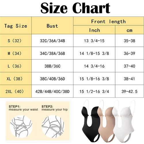 Women Invishaper-Plunge Backless Deep V Bra Backless Thong Bodysuit Body Shaper - Picture 2 of 22